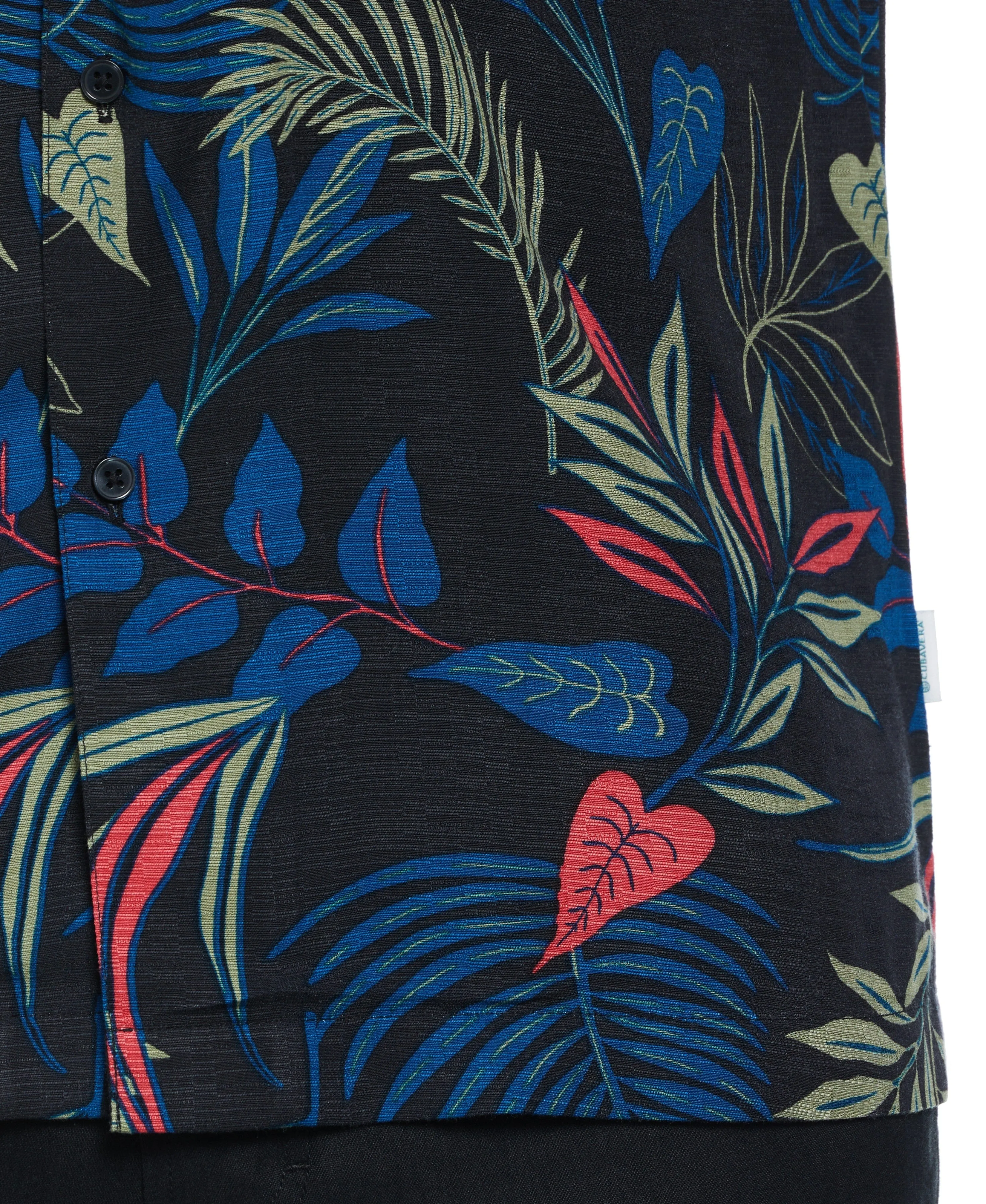 Big & Tall Textured Tropical Print Cuban Collar Shirt