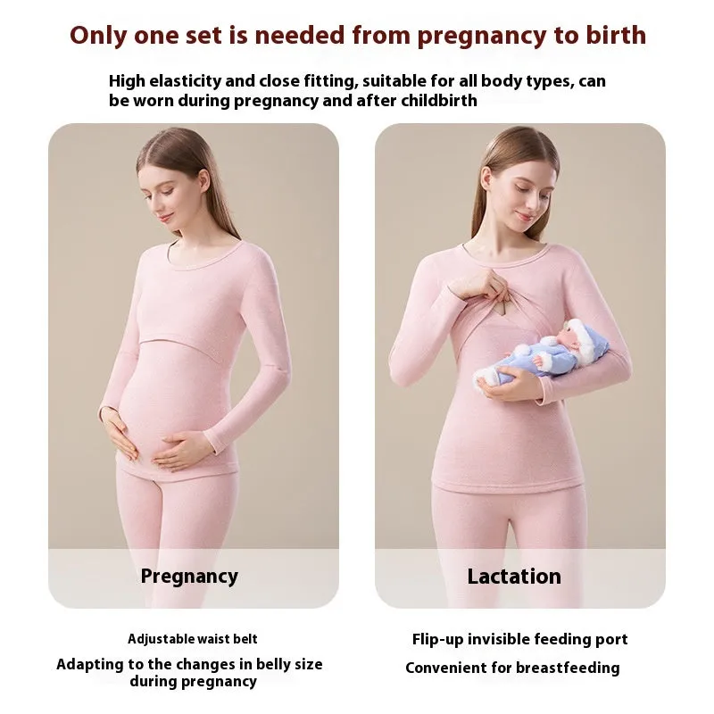 Cashmere Silk Edging Pregnant Women Warm Suit