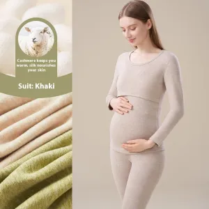 Cashmere Silk Edging Pregnant Women Warm Suit