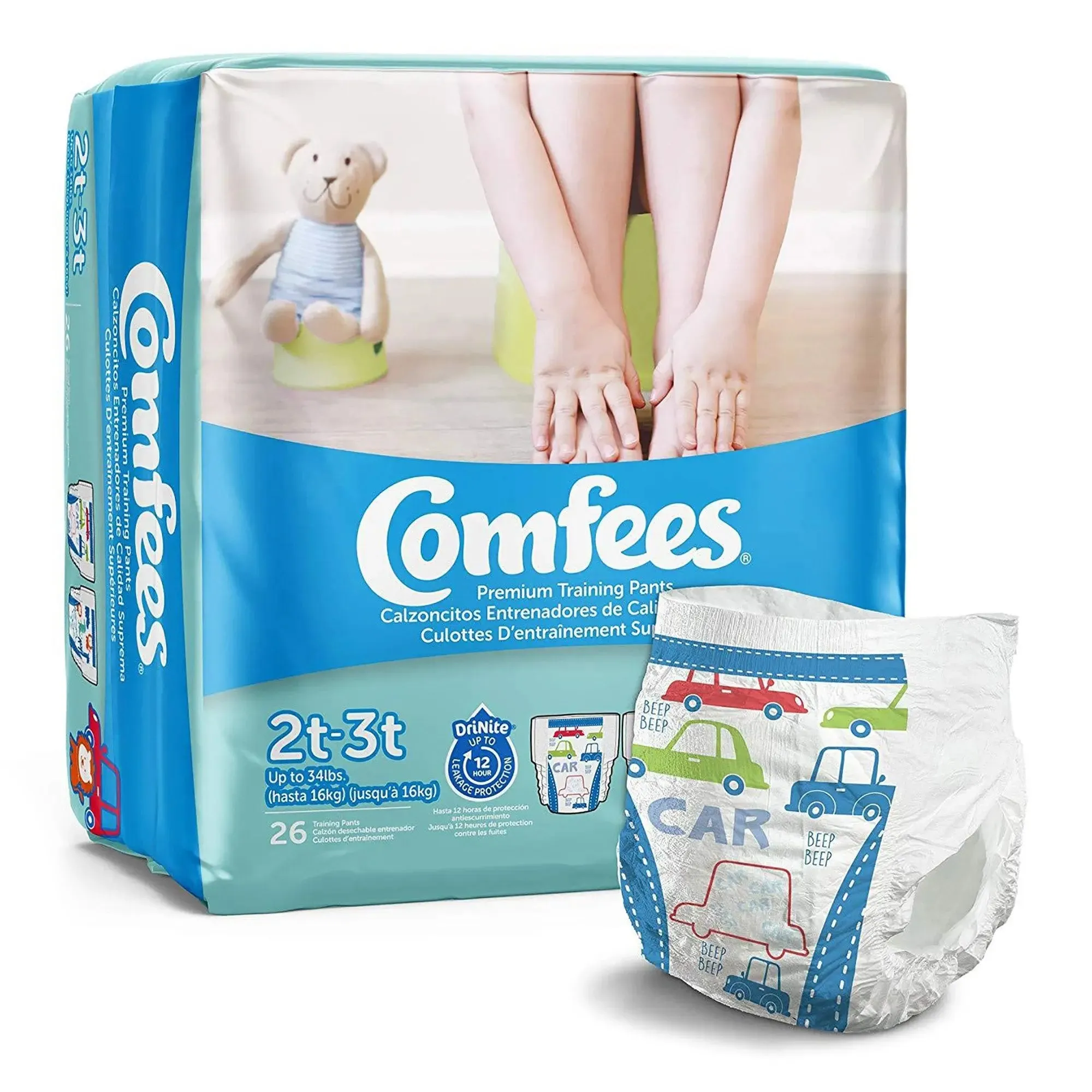Comfees Training Pants, 12-Hour Protection, Male Toddler