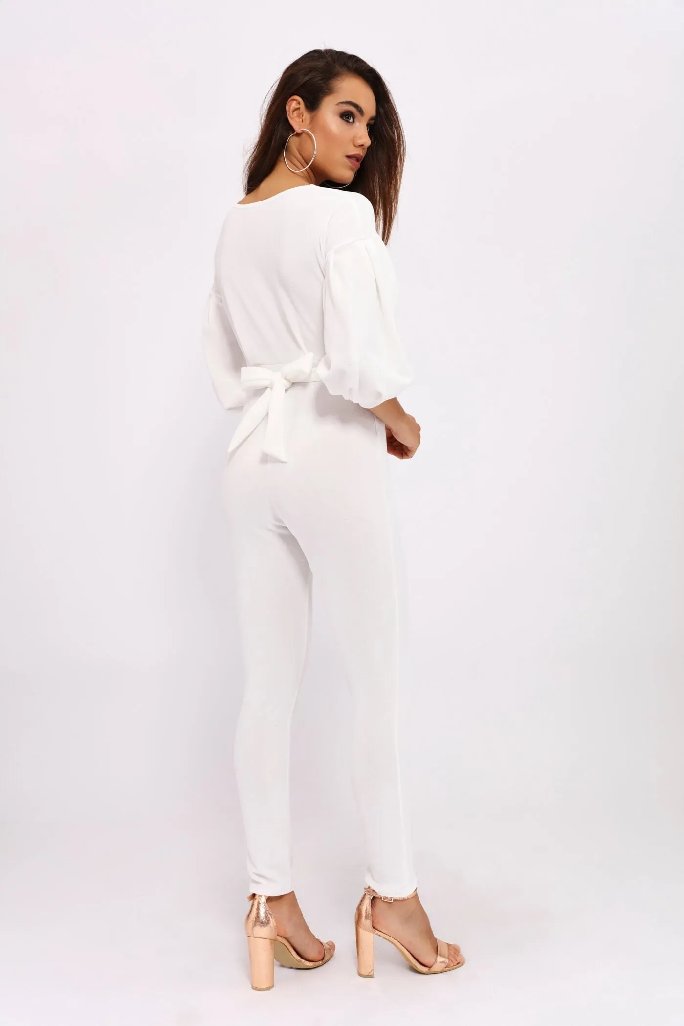 Cream Cross Front Balloon Front Jumpsuit