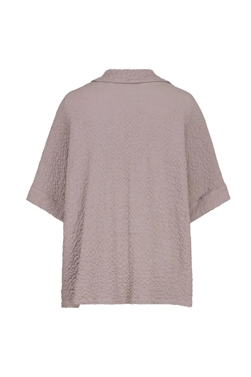 Crepe Polo Top, Stone