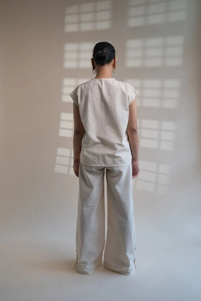 Dawning Raglan Sleeve Blouse & Slit Pants Set