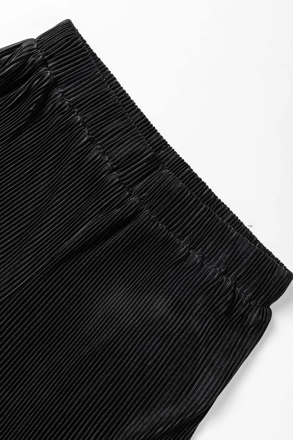 Elegant Black Cropped Sweater and Wide-Leg Trousers Set