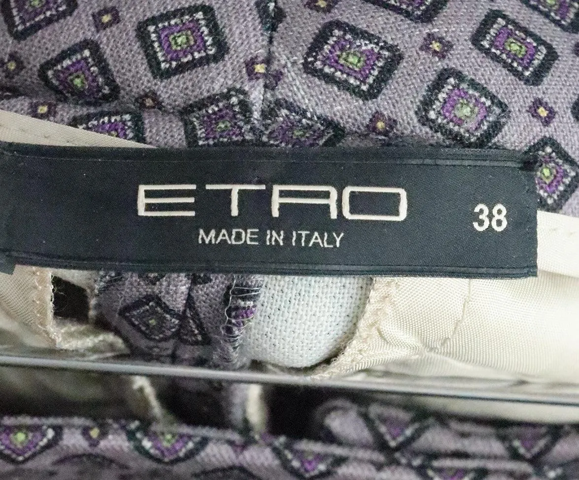 Etro Purple Print Wool Pants sz 0