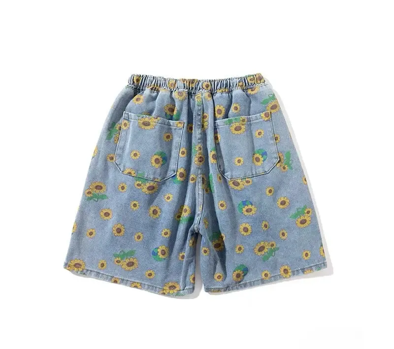 Flower short jeans