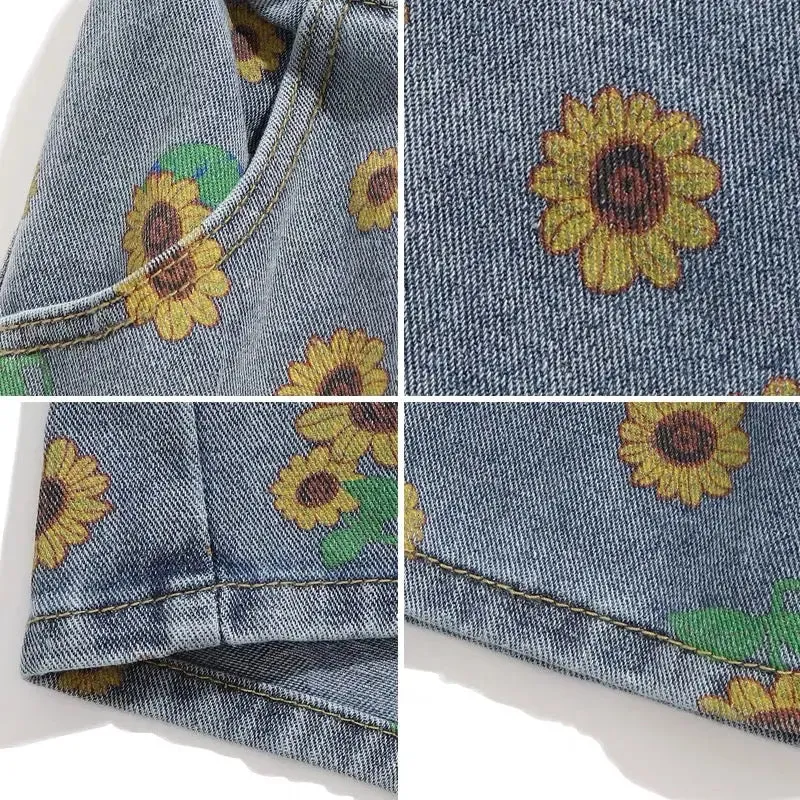 Flower short jeans