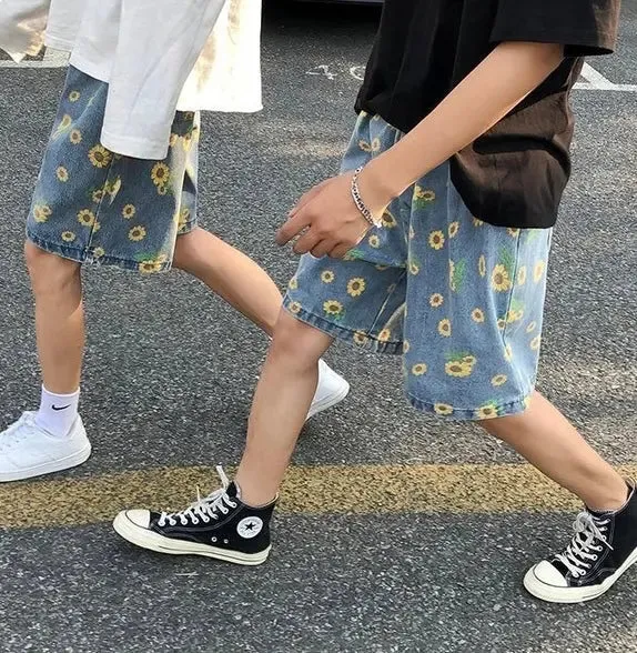 Flower short jeans