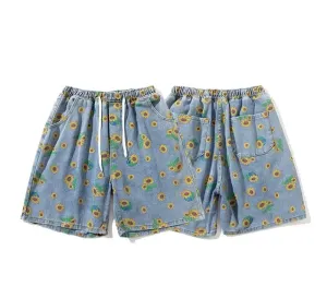 Flower short jeans