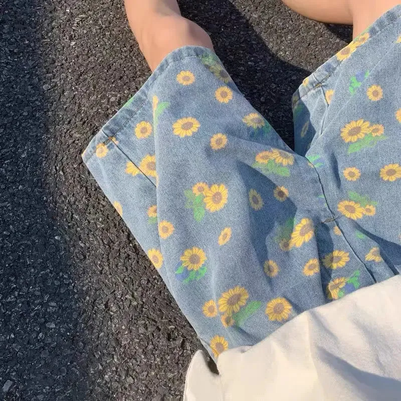 Flower short jeans