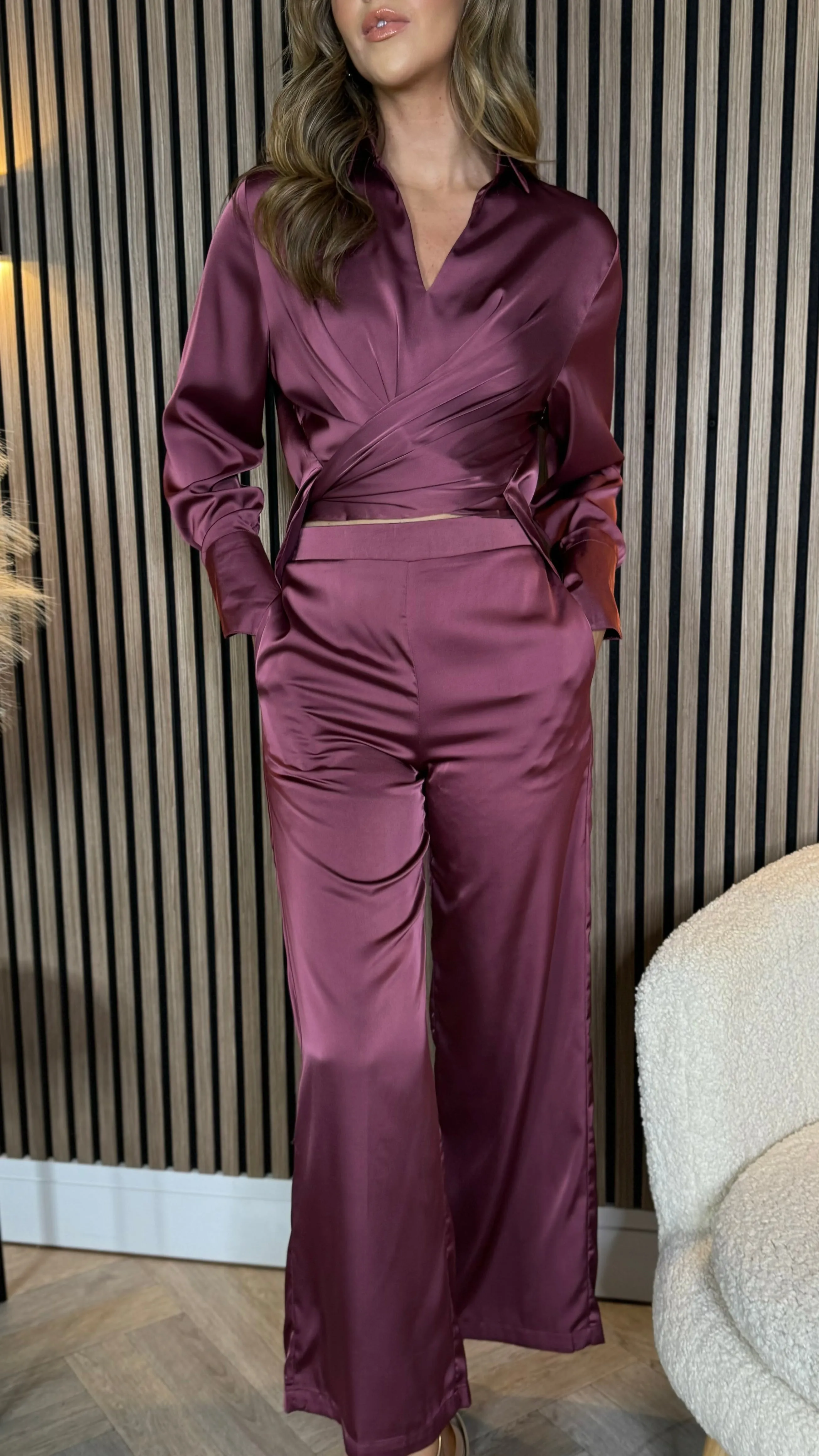 Janine Burgundy Trousers & Top Co Ord