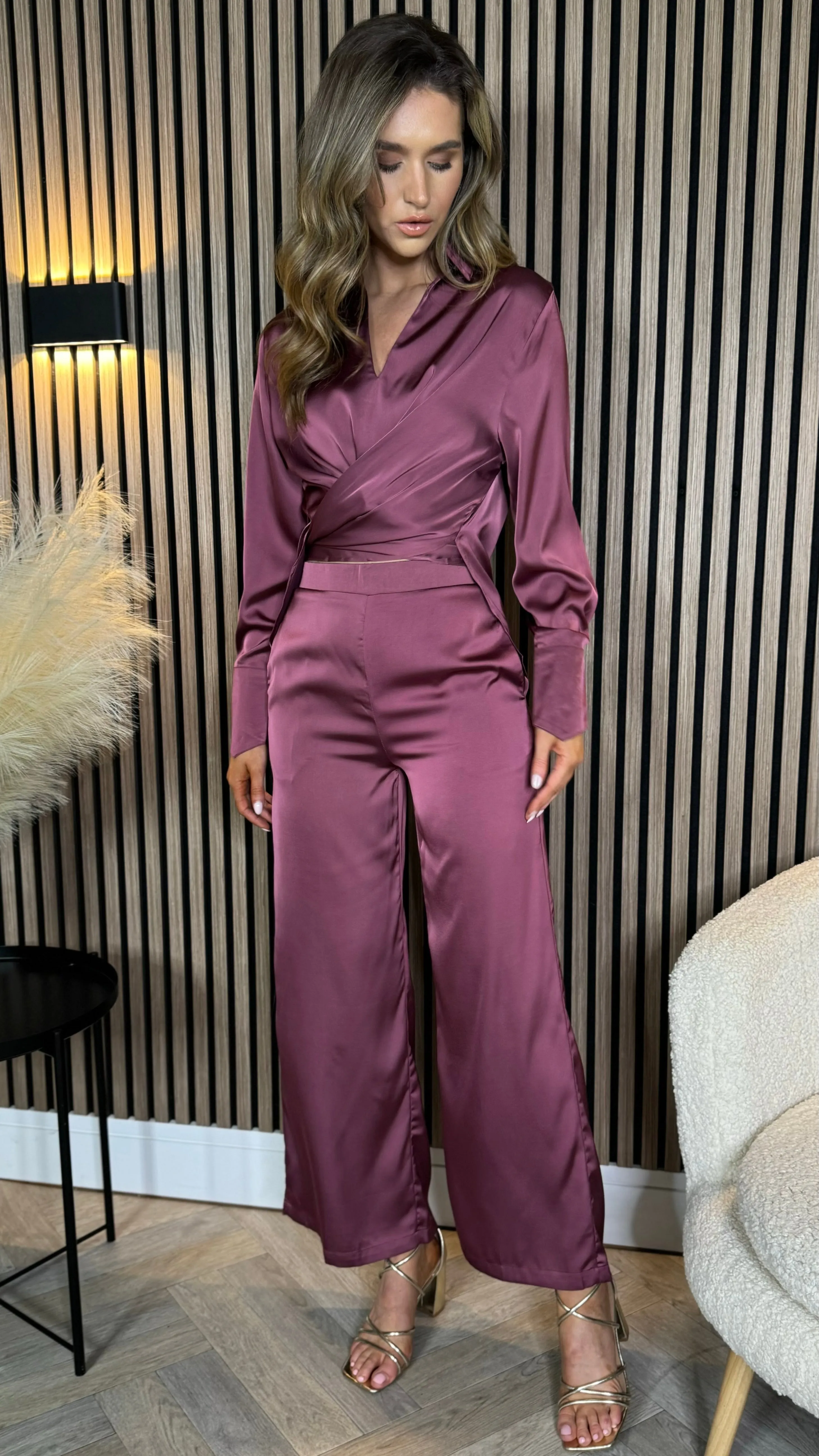 Janine Burgundy Trousers & Top Co Ord