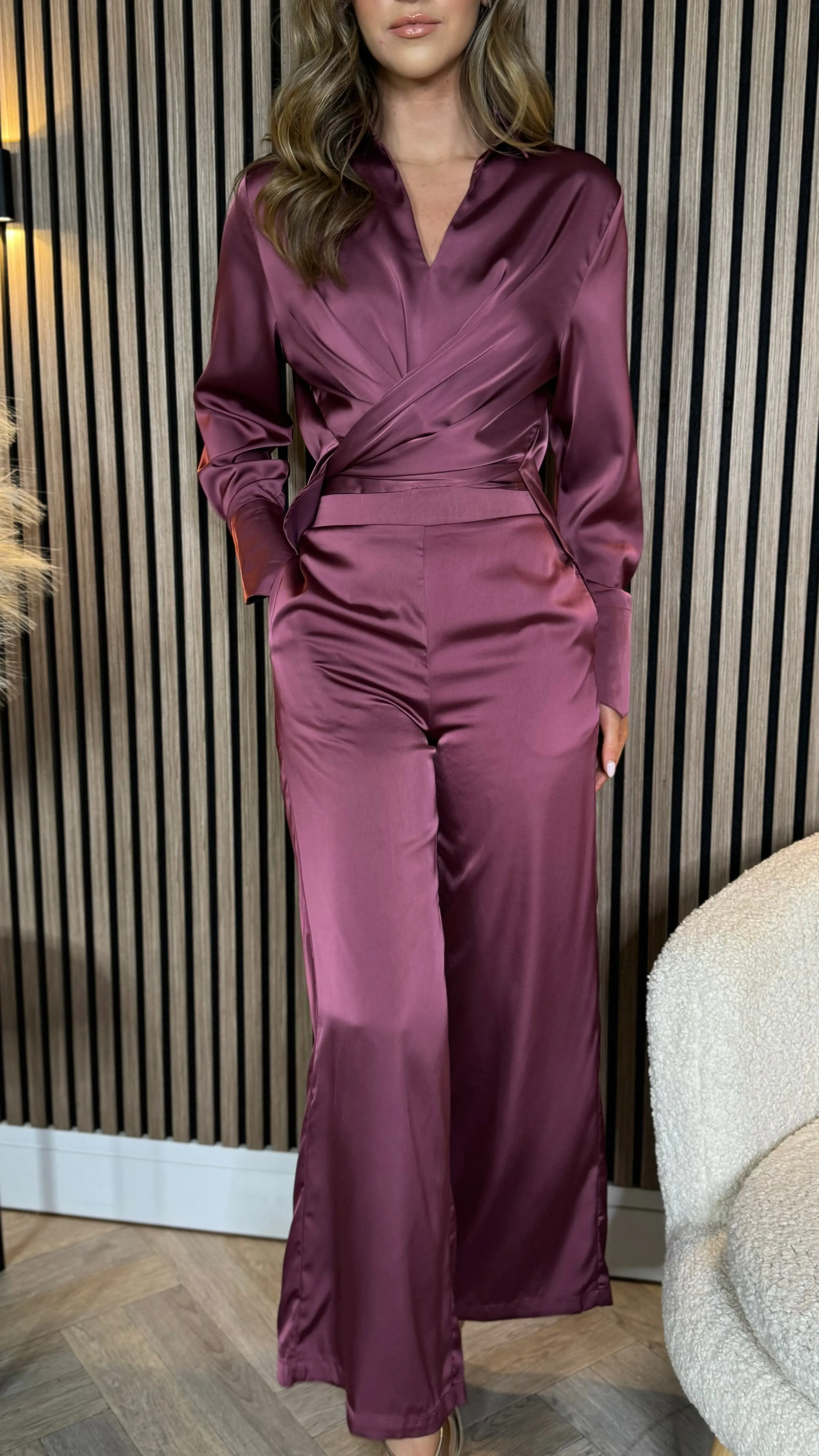 Janine Burgundy Trousers & Top Co Ord