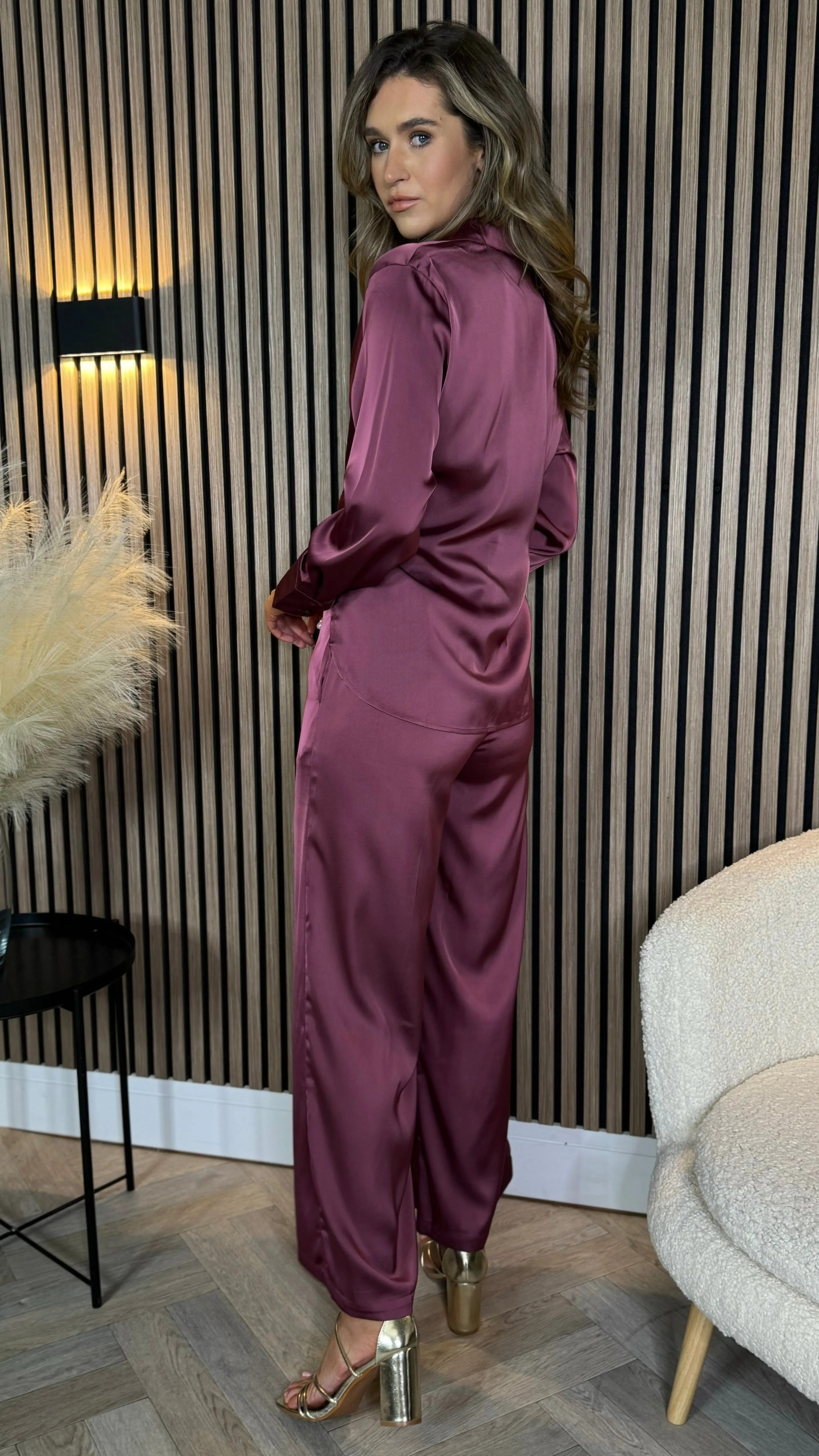 Janine Burgundy Trousers & Top Co Ord