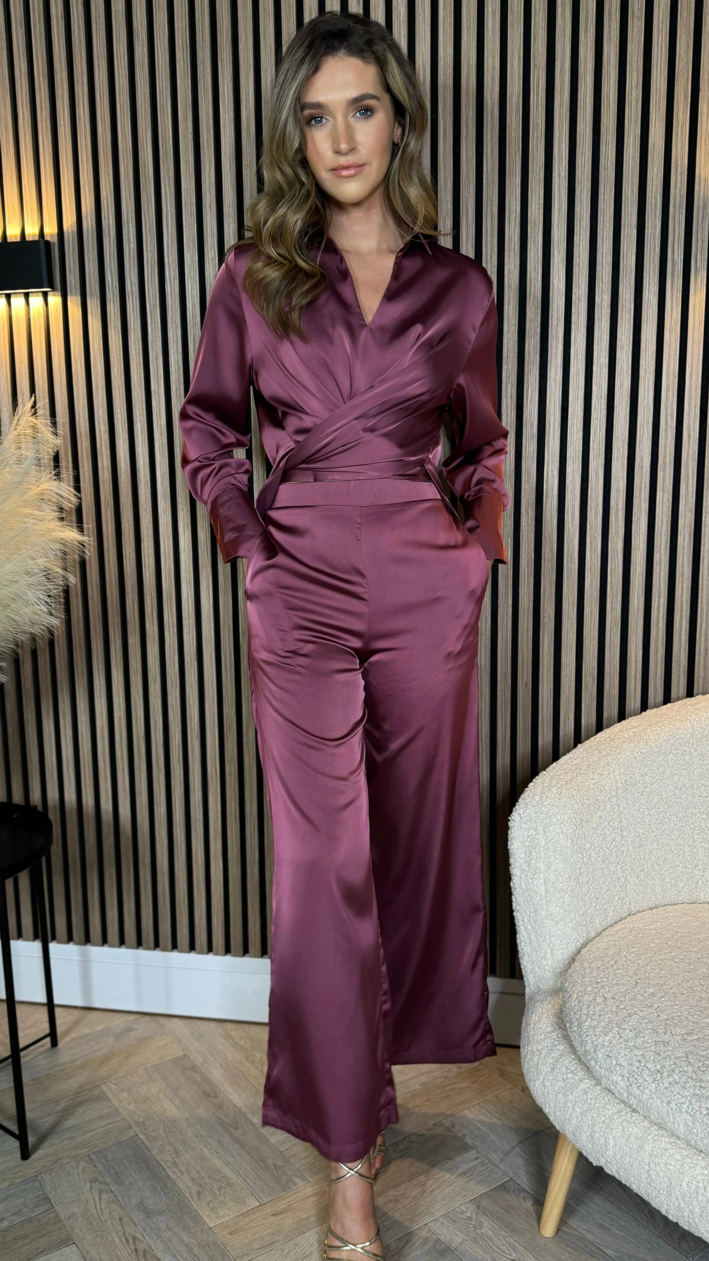 Janine Burgundy Trousers & Top Co Ord