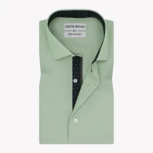 Light Green Casual Shirt with Blue Dots OL-42