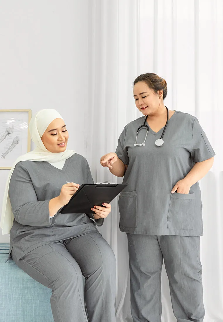 Lockhart Scrubs Long Sleeve Top - Dark Grey