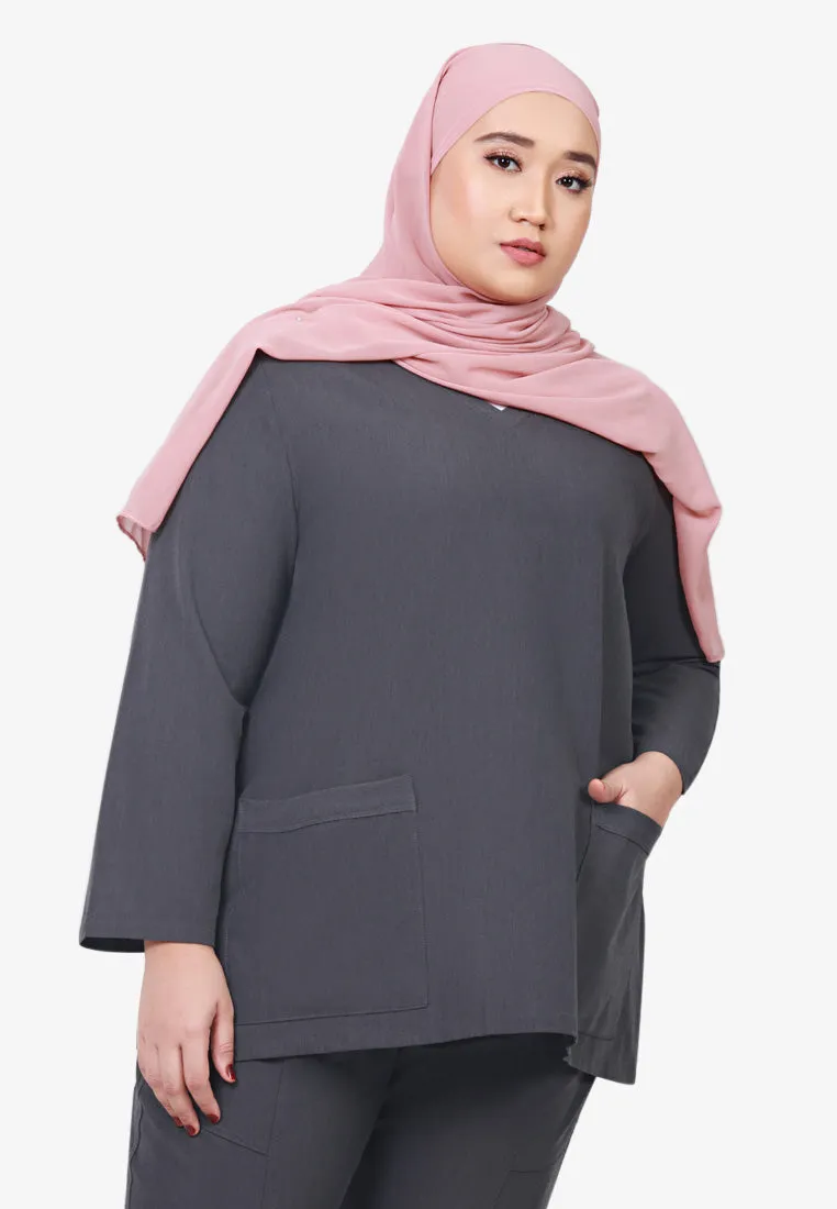 Lockhart Scrubs Long Sleeve Top - Dark Grey