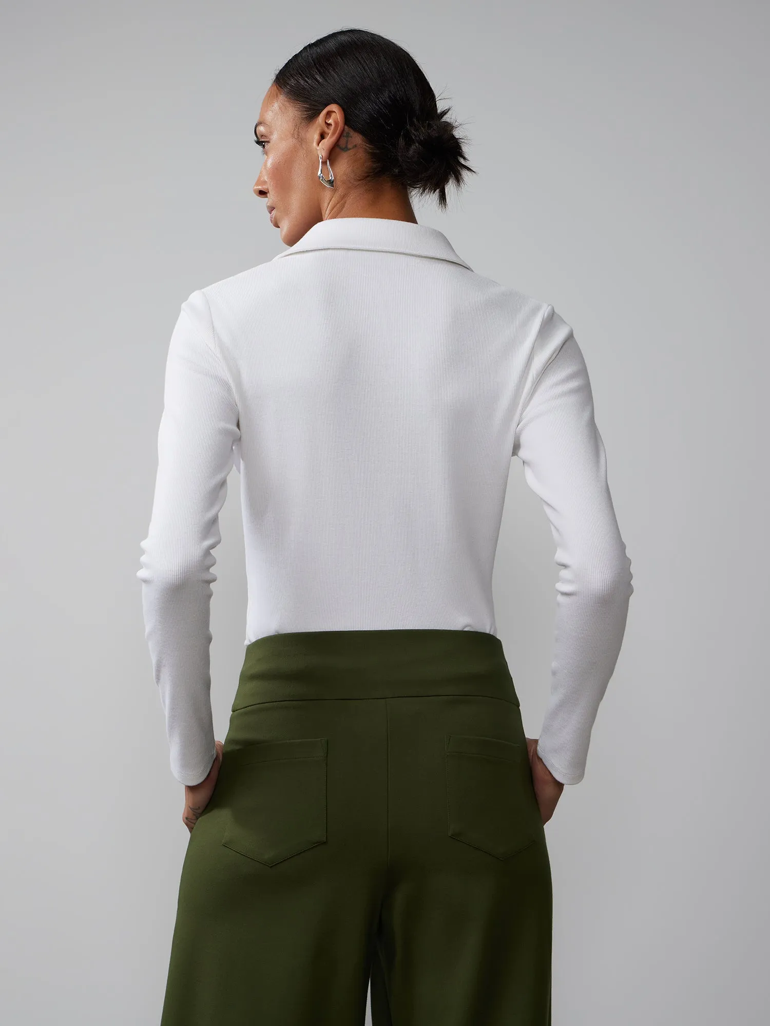 Long Sleeve Collared Ribbed Bodysuit