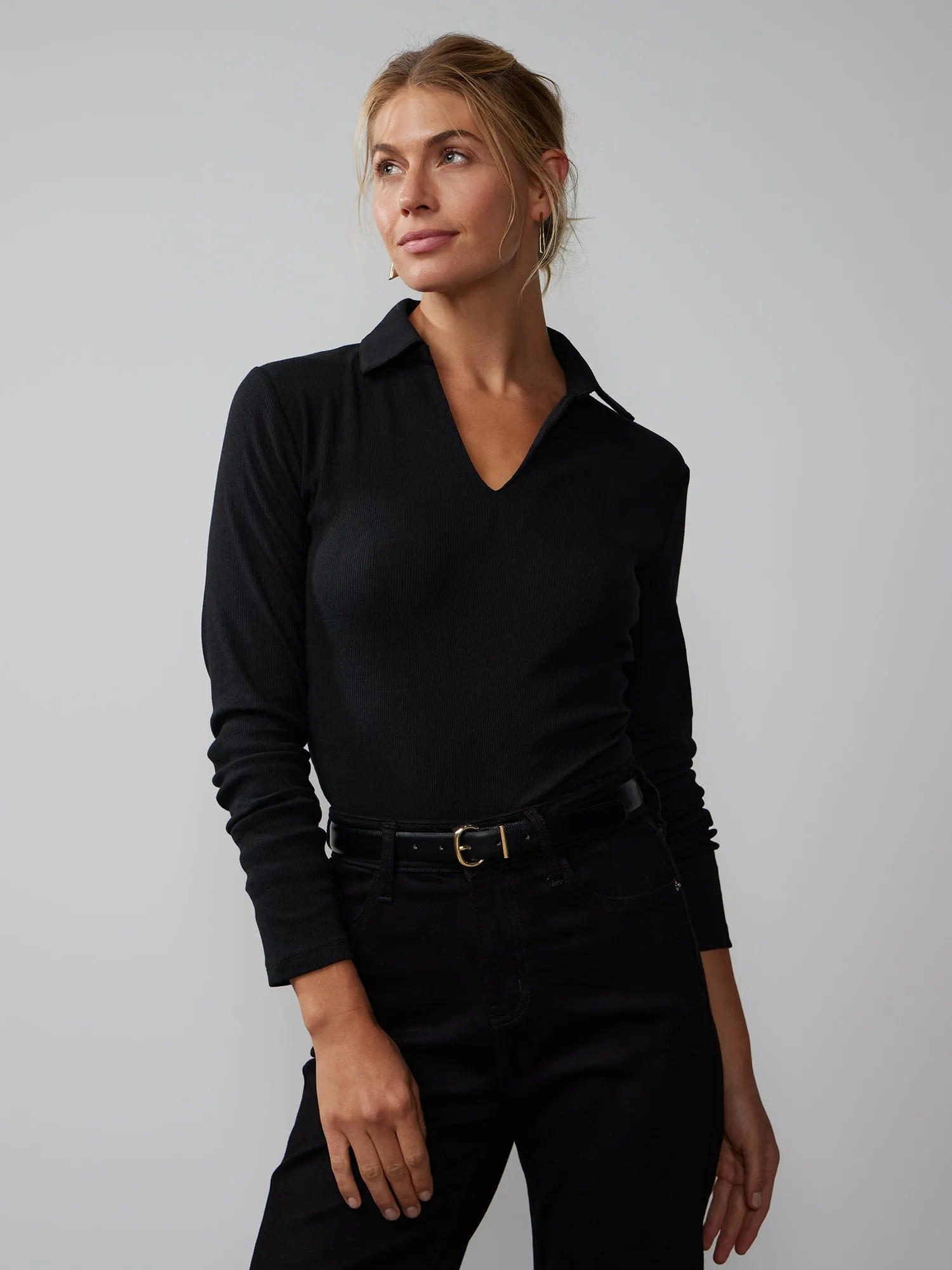 Long Sleeve Collared Ribbed Bodysuit