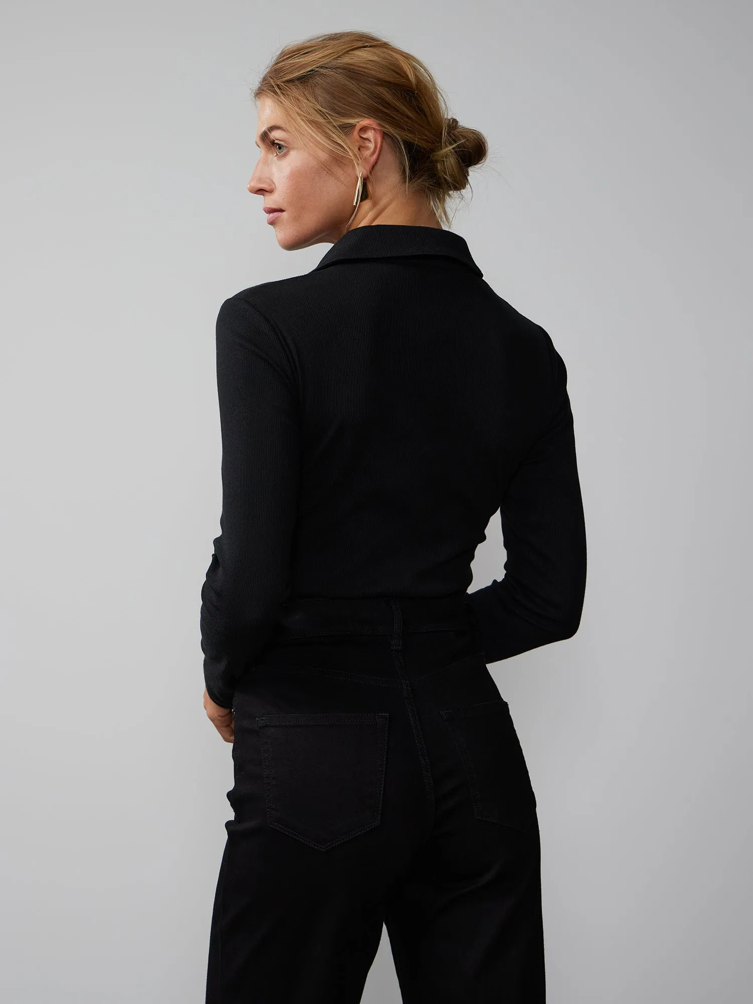 Long Sleeve Collared Ribbed Bodysuit