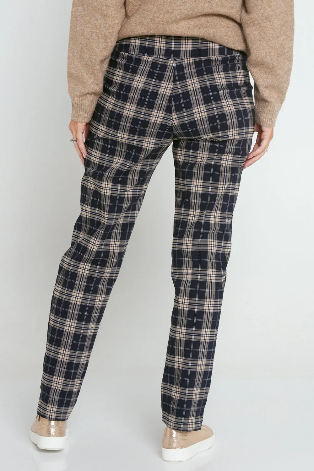 Lynne Pants - Navy/Beige Check