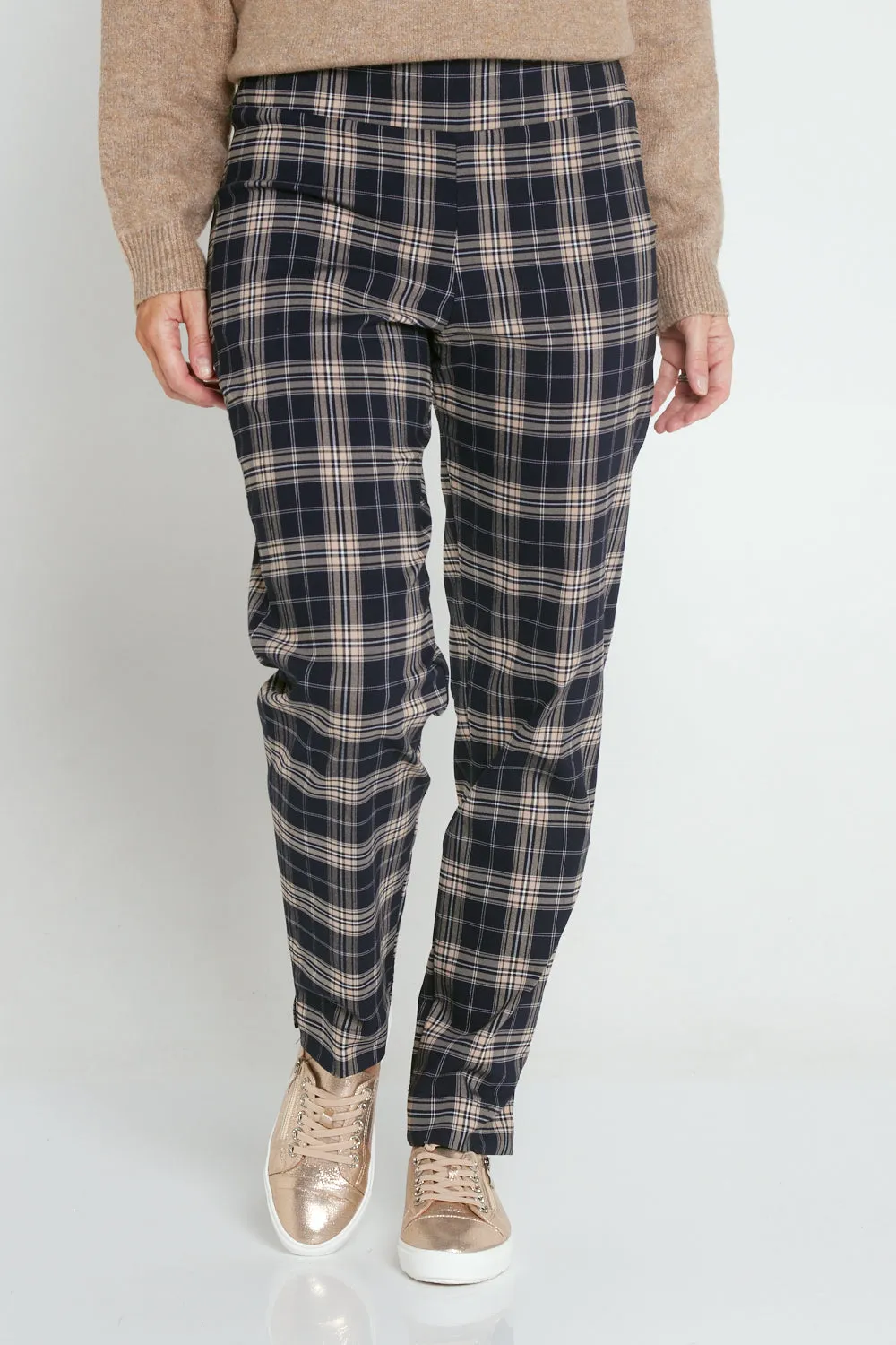 Lynne Pants - Navy/Beige Check