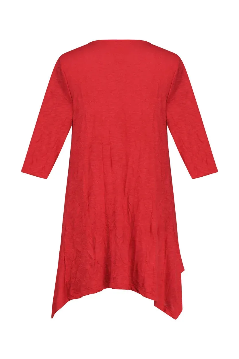 Mara Crinkle Tunic Top, Red