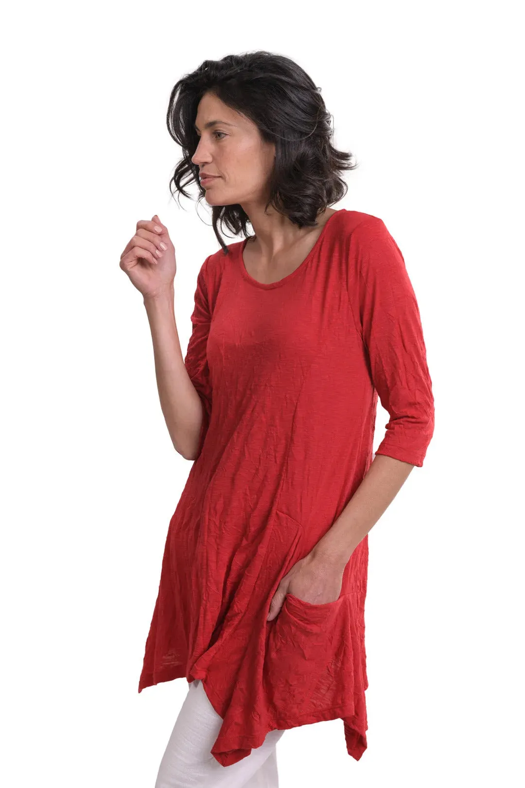 Mara Crinkle Tunic Top, Red