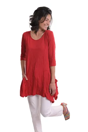 Mara Crinkle Tunic Top, Red