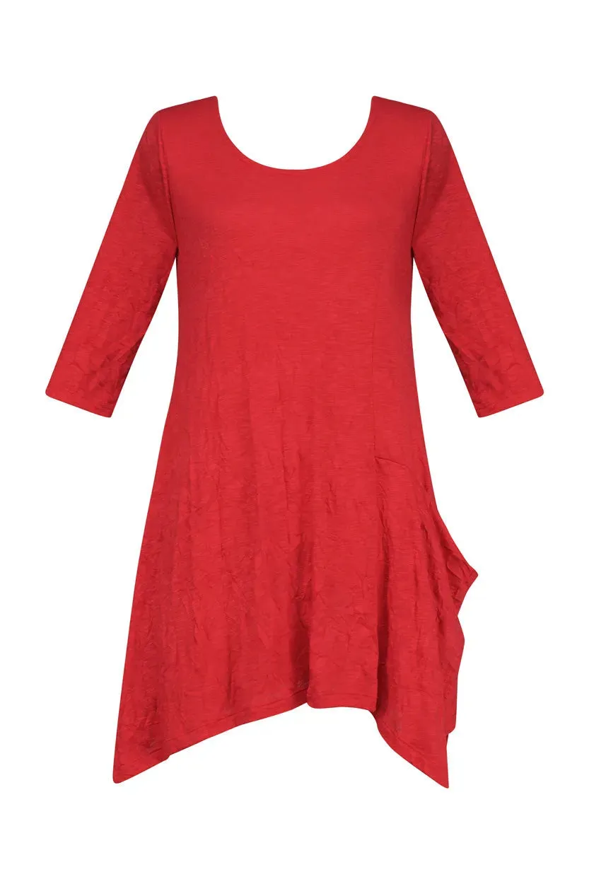 Mara Crinkle Tunic Top, Red