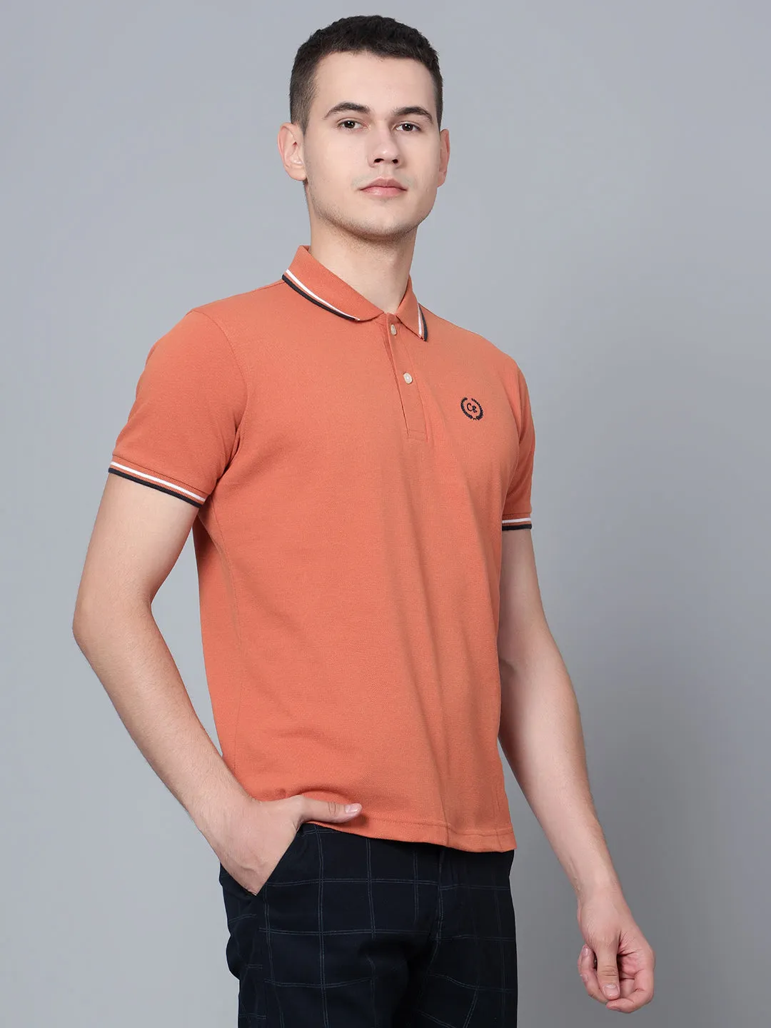 Men Light Brown Polo T-Shirt