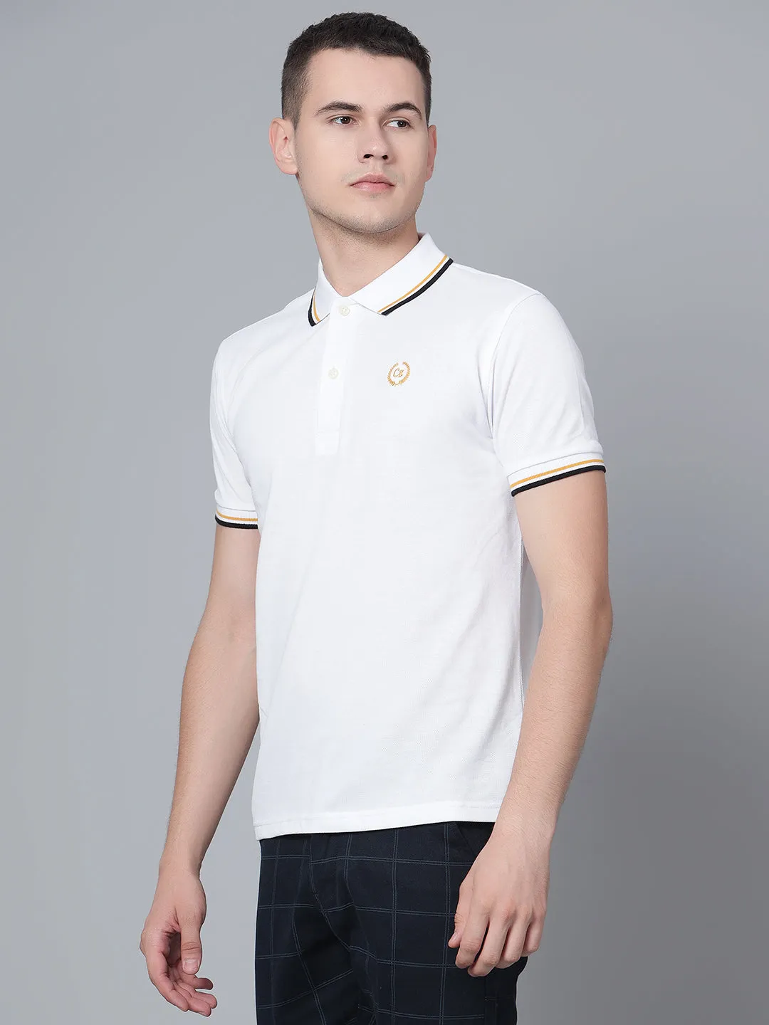 Men White Polo T-Shirt