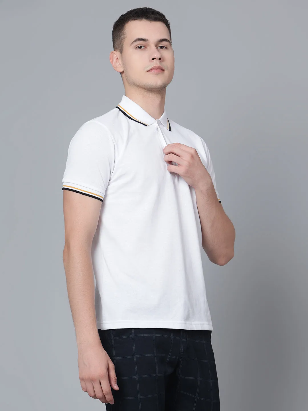 Men White Polo T-Shirt