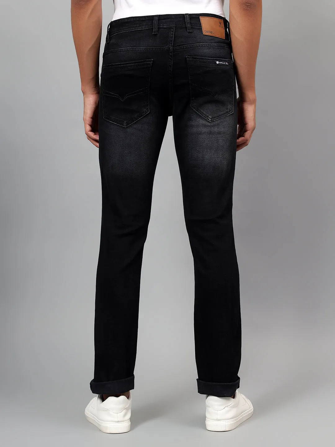 Men's Black Solid Stretchable Full Length Jeans