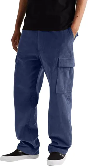 Mens Cargo Pants Slim Fit Loose Straight Leg Tactical Pants Stretch Waterproof Multi Pockets Hiking Hunting Pants