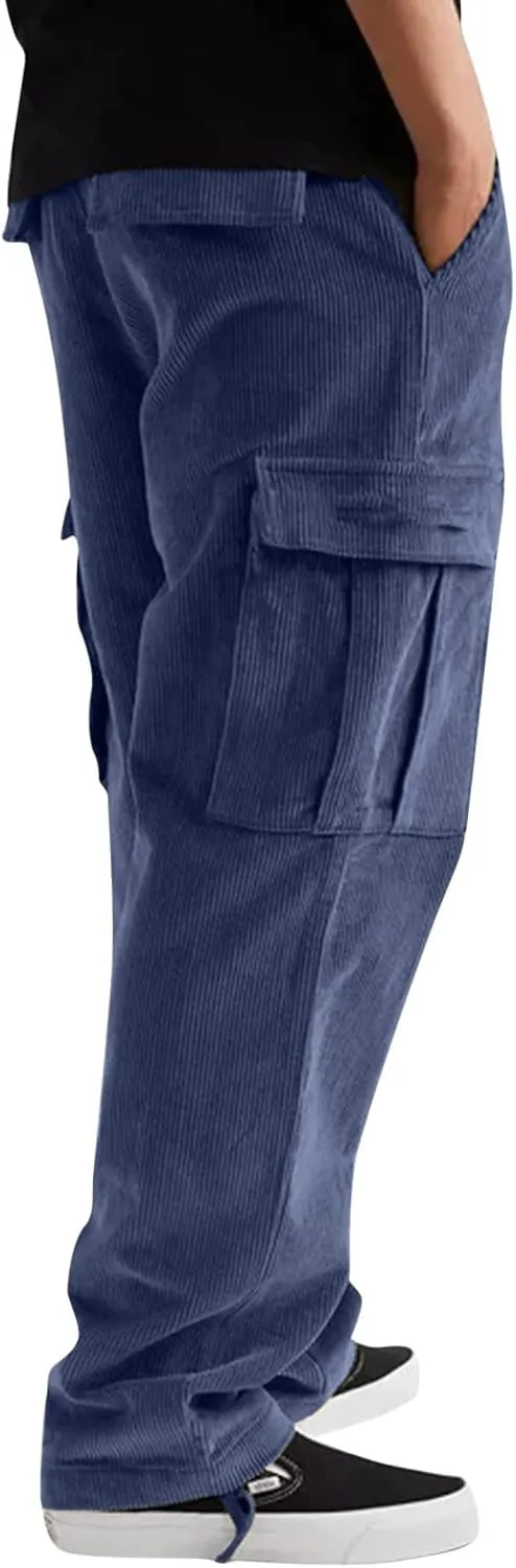 Mens Cargo Pants Slim Fit Loose Straight Leg Tactical Pants Stretch Waterproof Multi Pockets Hiking Hunting Pants