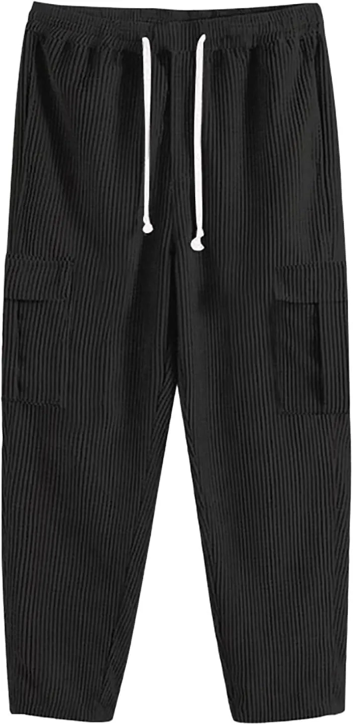 Mens Cargo Pants Slim Fit Loose Straight Leg Tactical Pants Stretch Waterproof Multi Pockets Hiking Hunting Pants