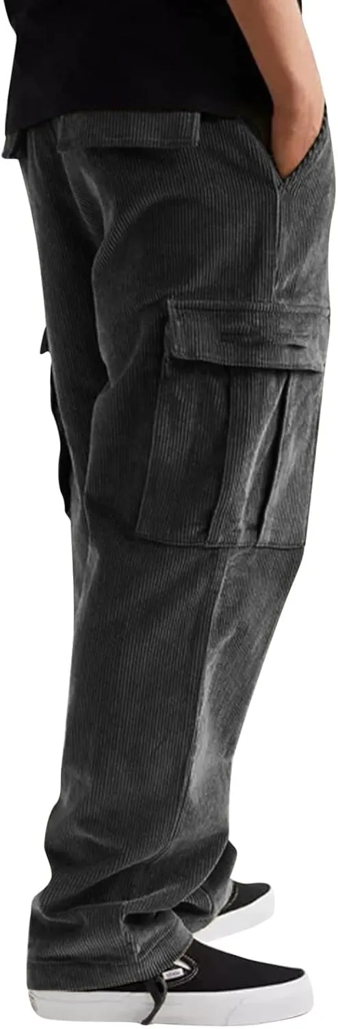 Mens Cargo Pants Slim Fit Loose Straight Leg Tactical Pants Stretch Waterproof Multi Pockets Hiking Hunting Pants