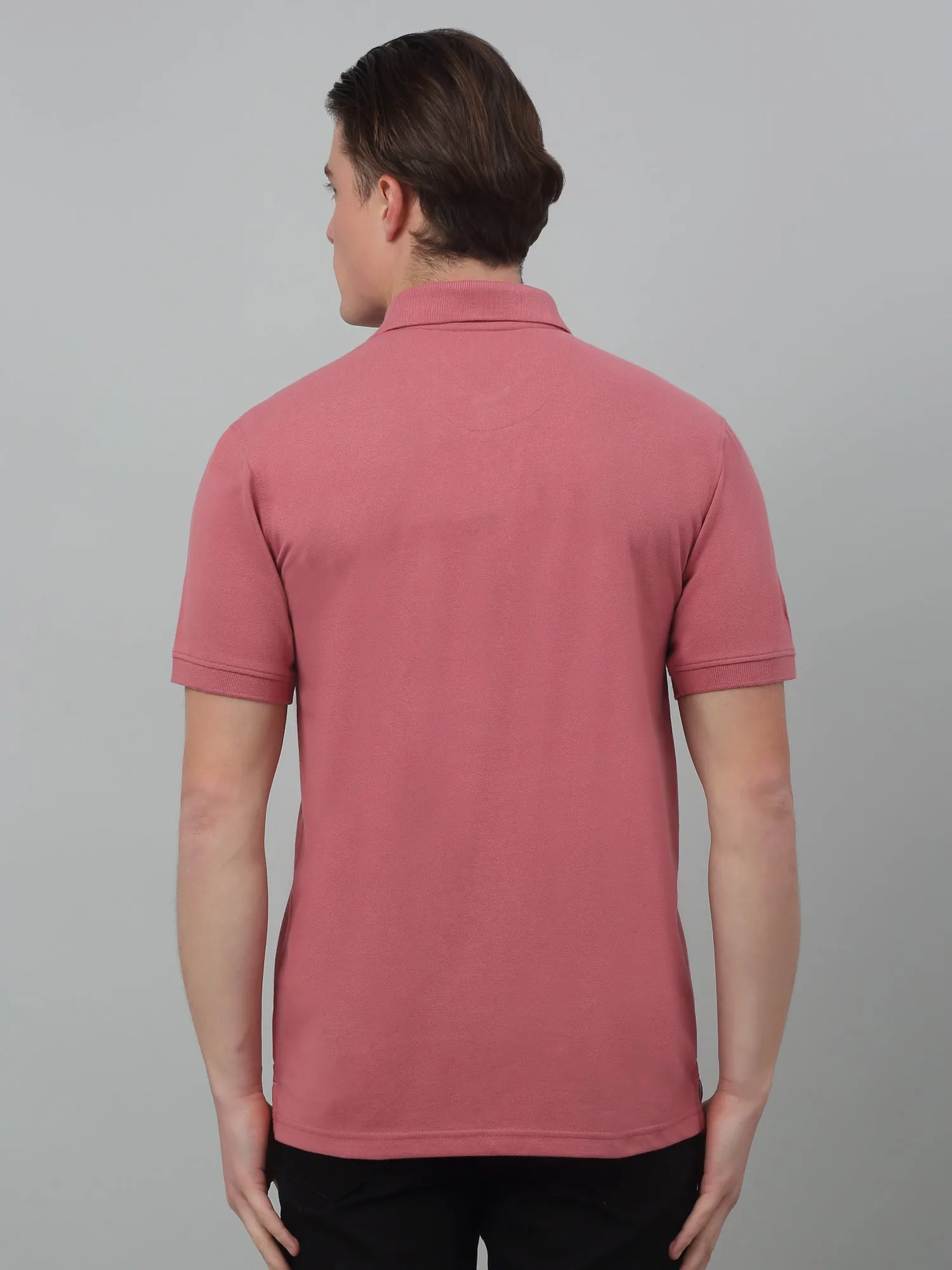 Men's Pink  Polo neck Half Sleeve T-Shirt with chest pocket