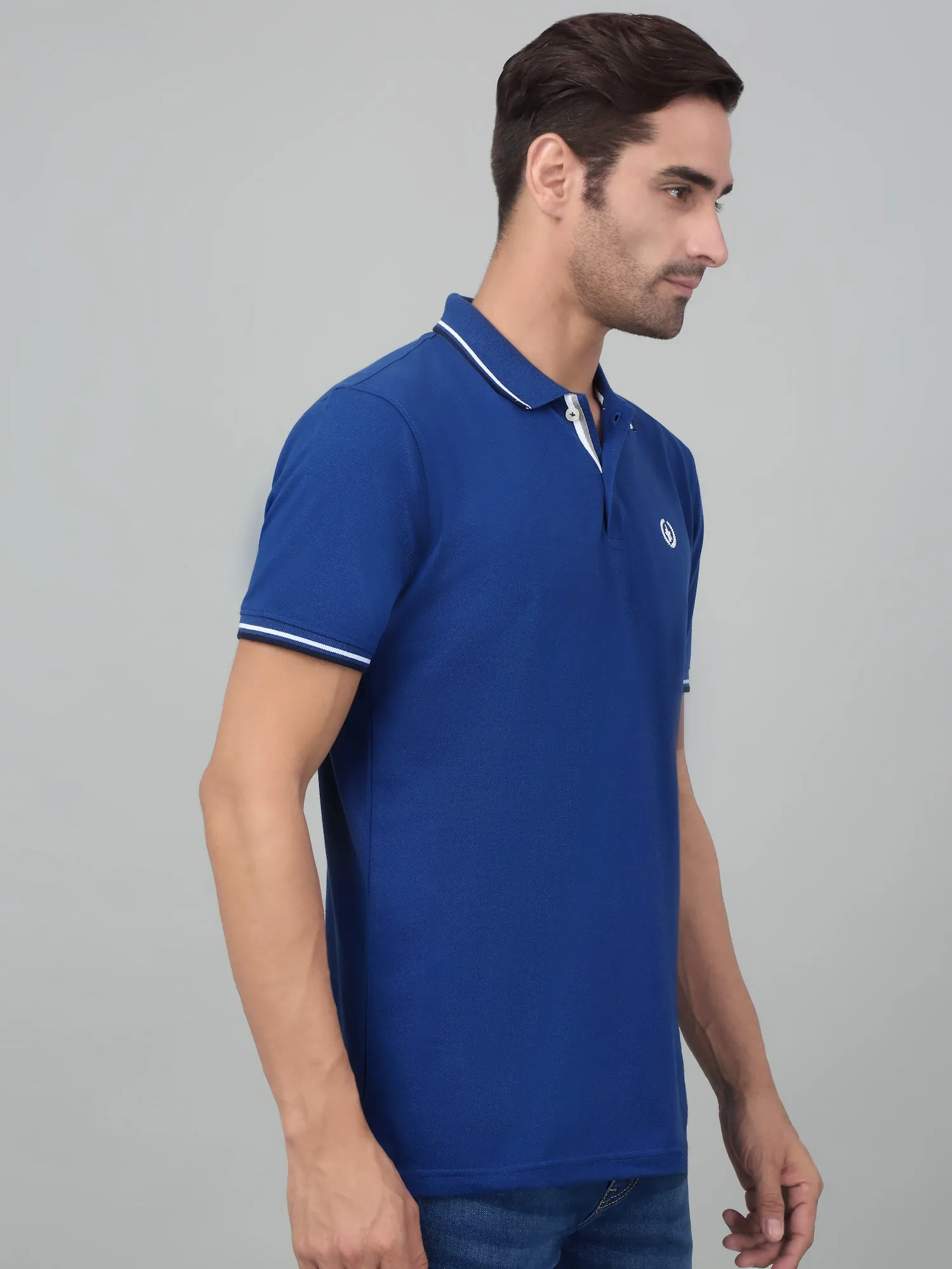 Men's Royal Blue Polo neck Half Sleeve T-Shirt
