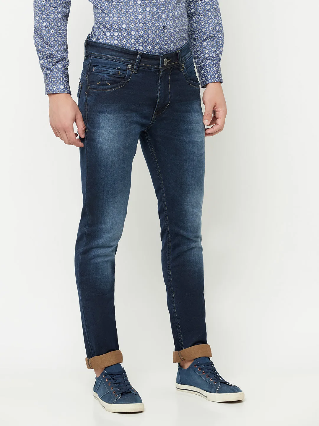 Men's Ultra Narrow fit Medium Fade Carbon Blue  Jeans