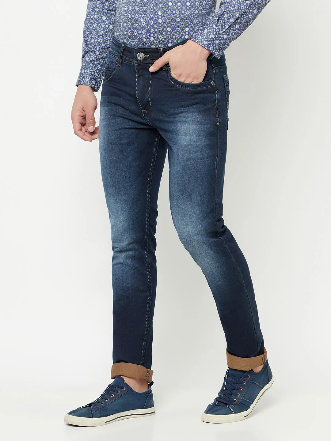 Men's Ultra Narrow fit Medium Fade Carbon Blue  Jeans