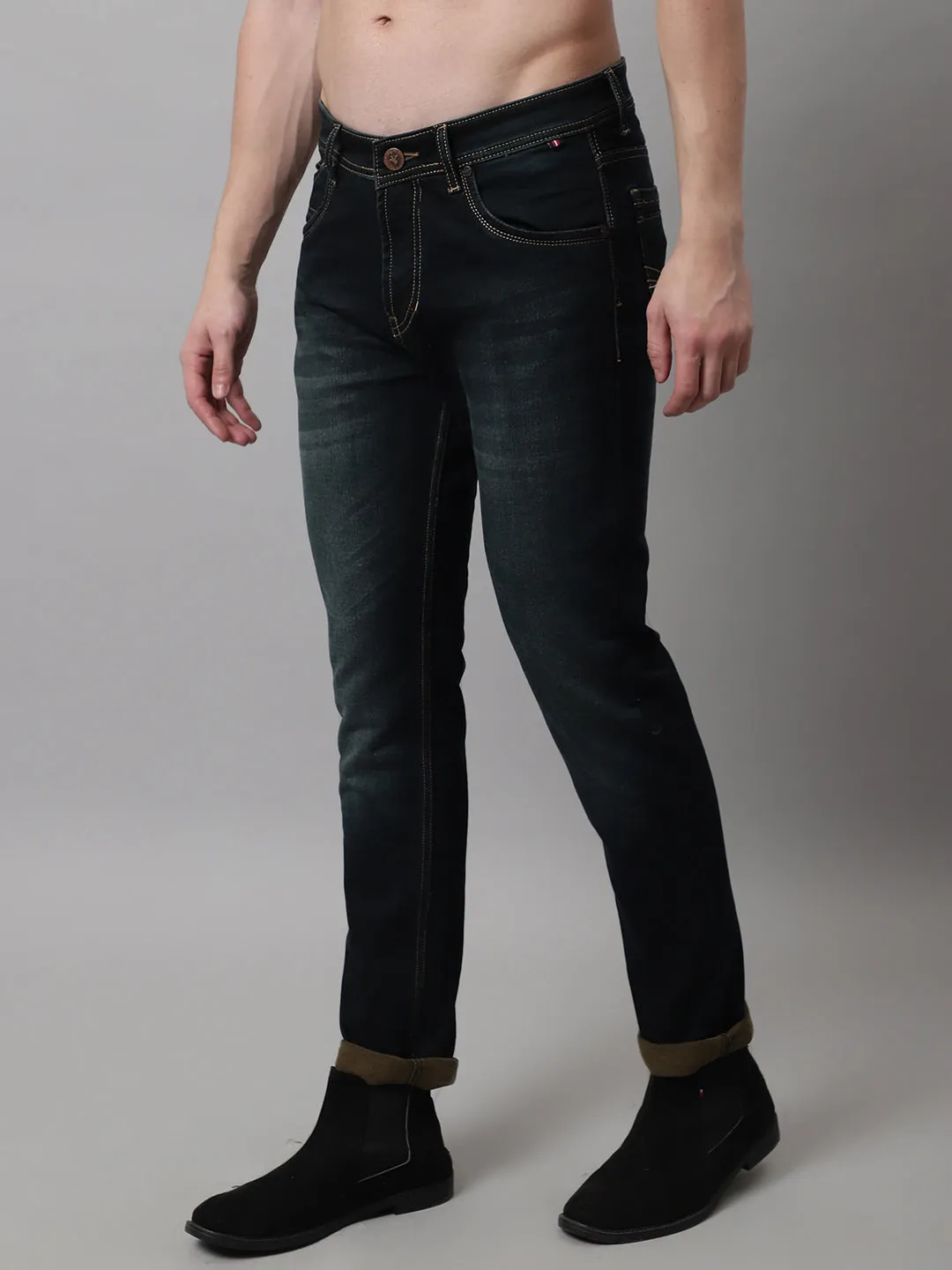 Men's Ultra Narrow fit Medium Fade Green Vintage  Jeans