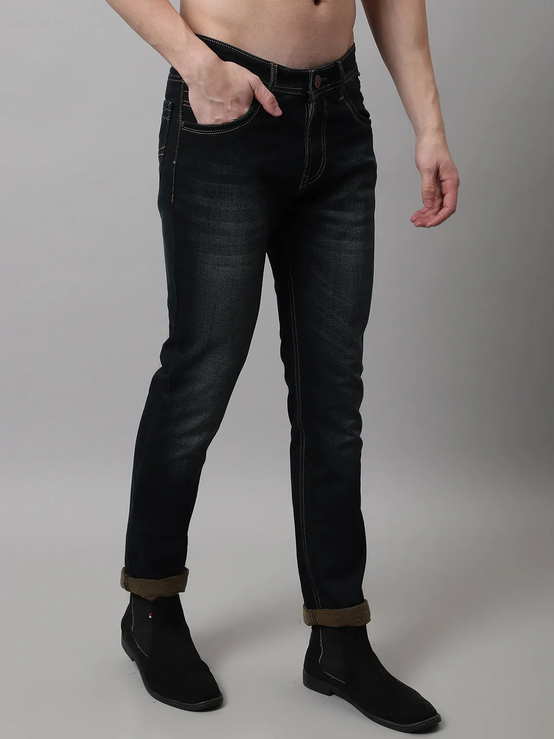 Men's Ultra Narrow fit Medium Fade Green Vintage  Jeans