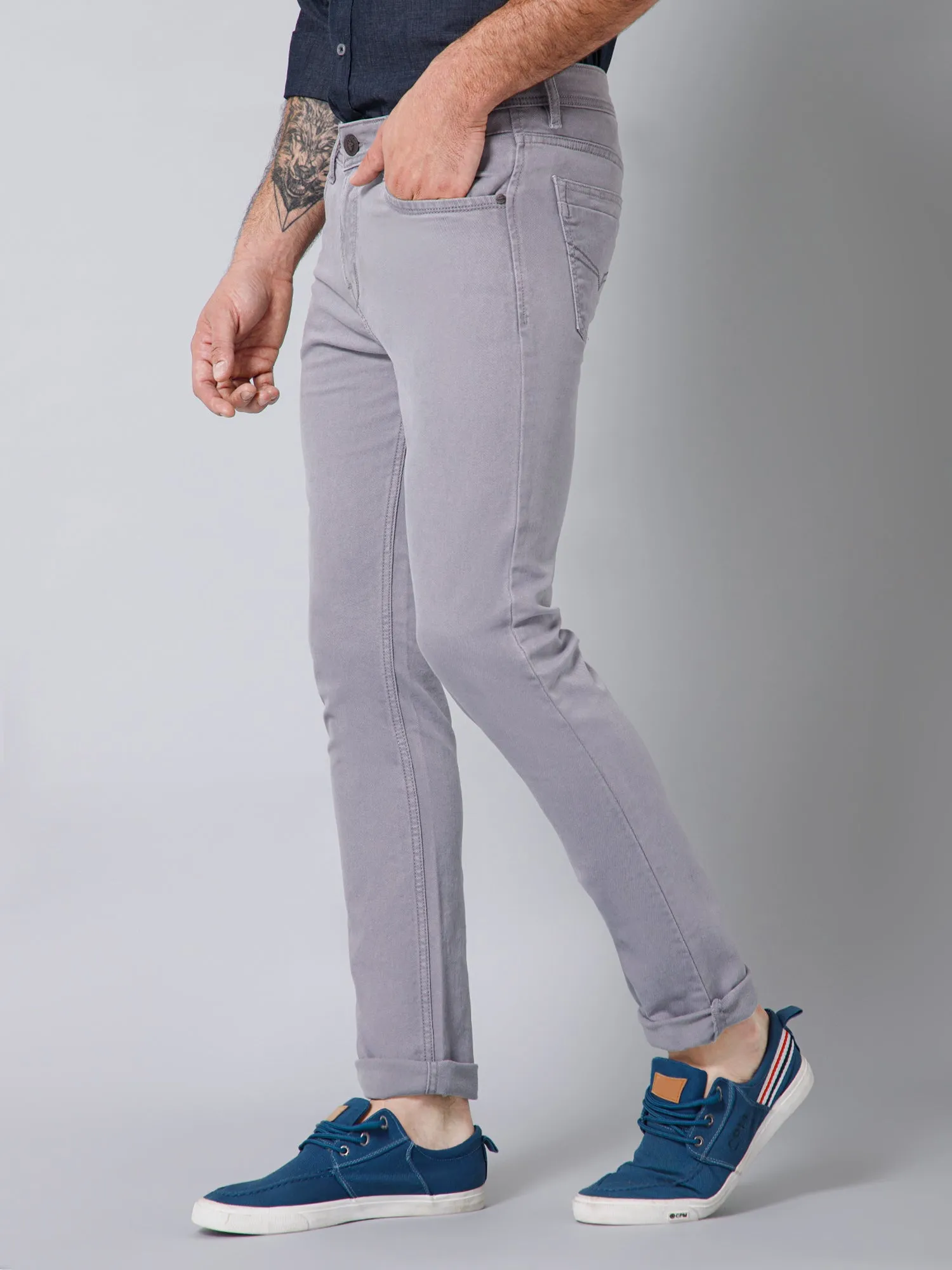 Men's Ultra Narrow fit No Fade Light Grey  Jeans