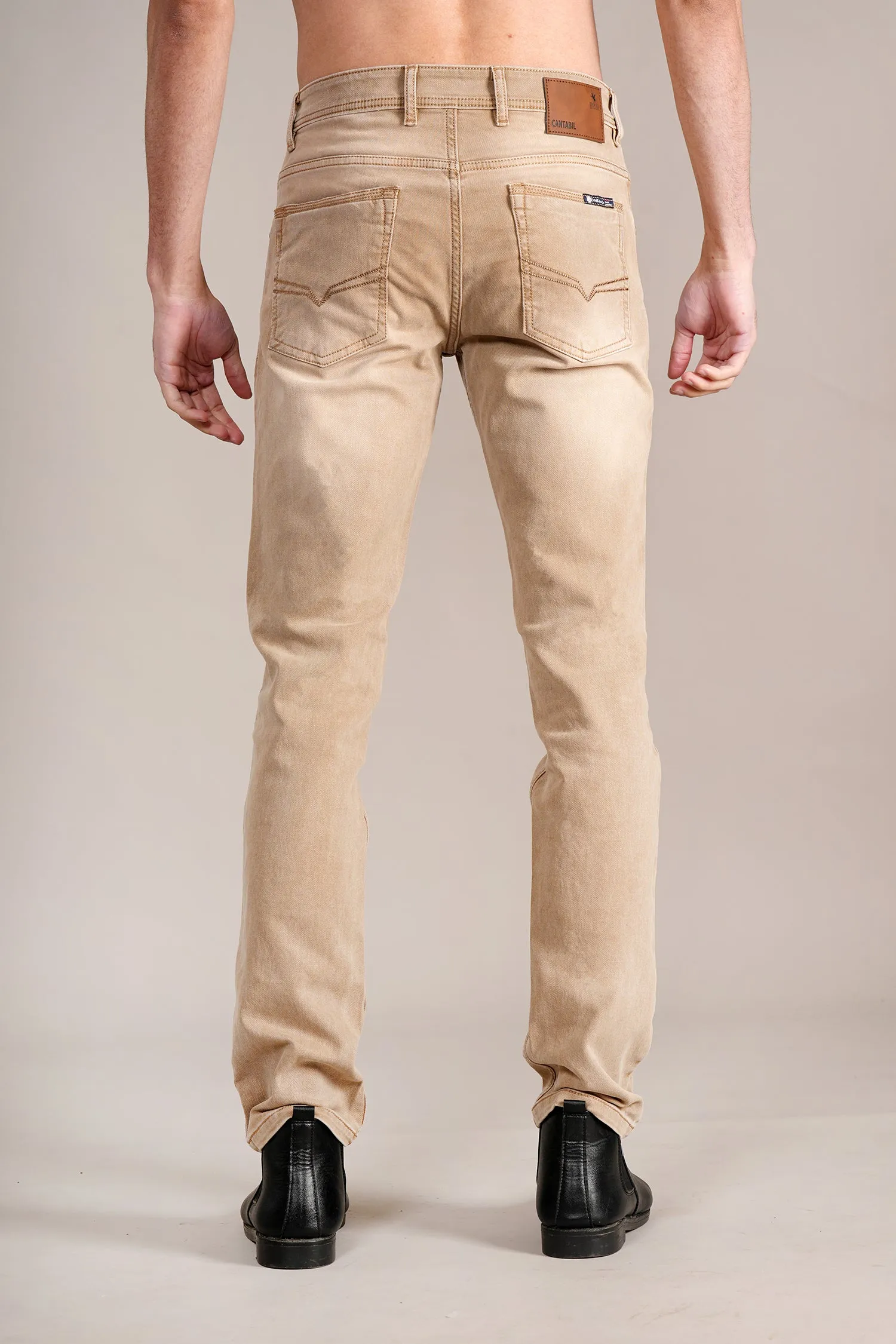 Men's Ultra Narrow Fit Solid Khaki Jeans