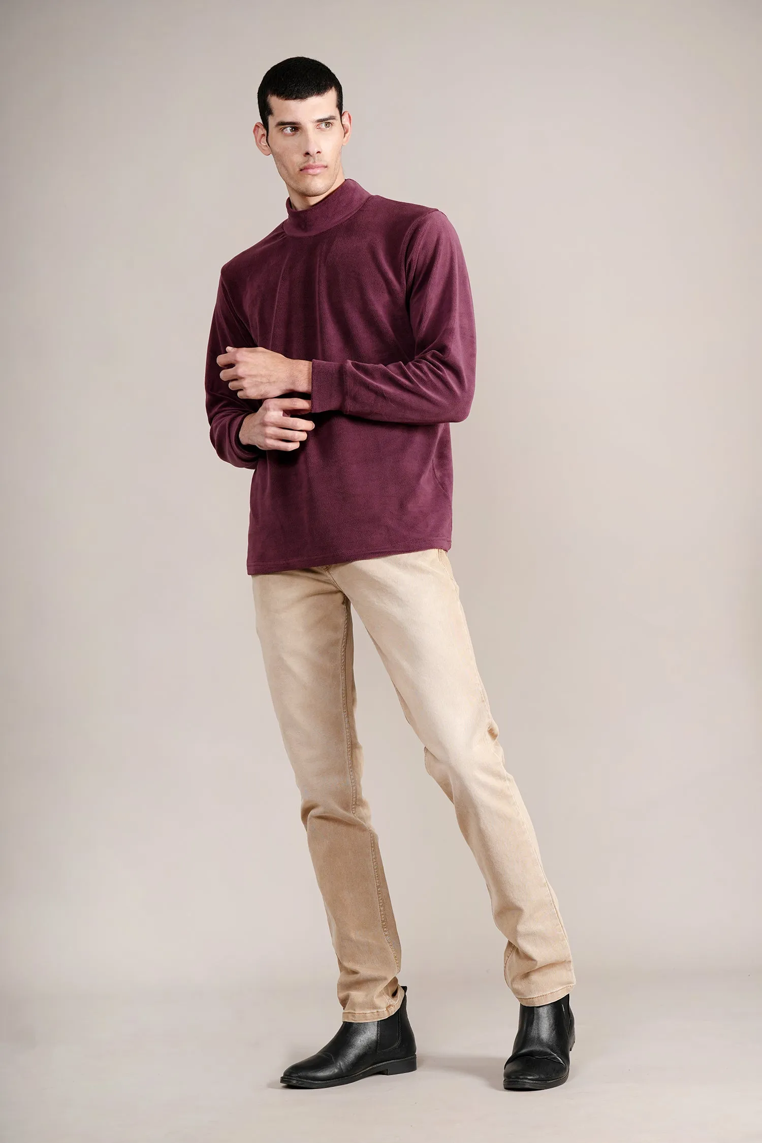 Men's Ultra Narrow Fit Solid Khaki Jeans