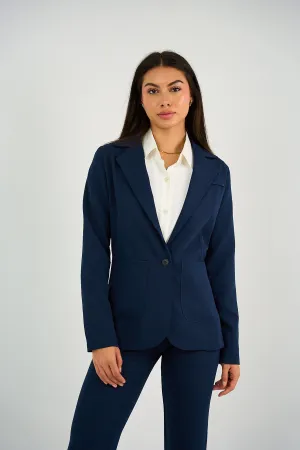 Navy Single-Button Tailored Blazer Suit