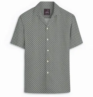 Pure Cotton - Camp Collar - Short Sleeve - Light Gray Floral Maze
